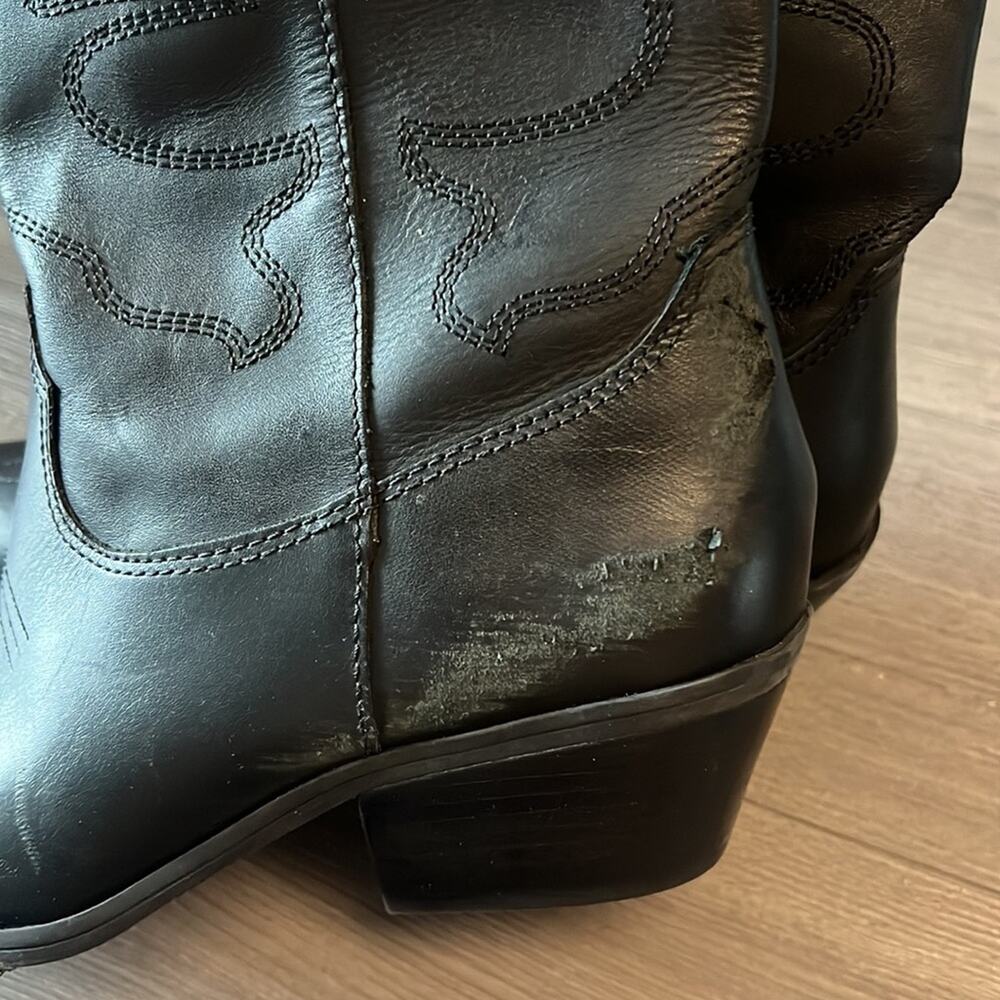 Steve Madden Black Leather Western Boot Festival Cowgirl 10 - Picture 6 of 8